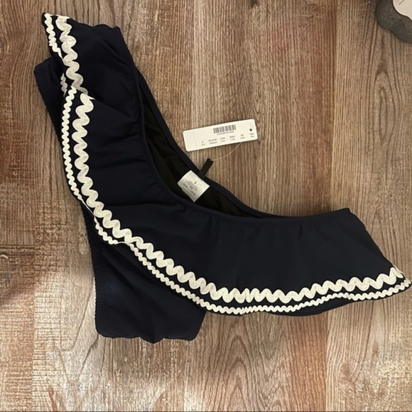 NWT J.Crew One-Shoulder Piqué Nylon Bikini Top - Picture 2 of 6